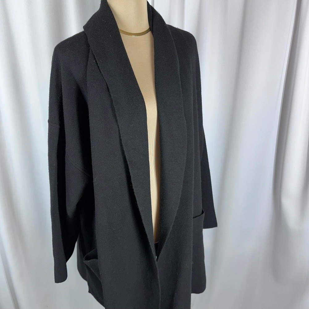 NWT Tommy Bahama Black Longline Open Cardigan Lambswool Blend XL Duster $245 Ret